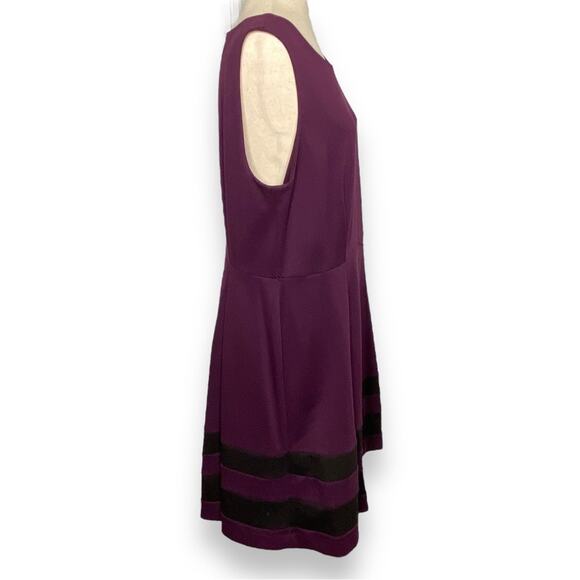 Calvin Klein A-Line Pleated Sleeveless Dress In Plum Women’s Size 16 - Picture 2 of 6